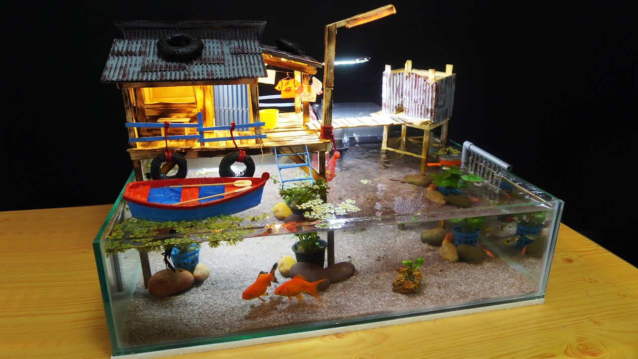 Fisherman's House Diorama Aquarium | DIY Aquarium Decoration Ideas ...