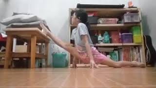 Red- gymnastics flexibility training..