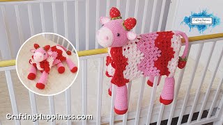 3in1 Strawberry Cow Baby Blanket Crochet Pattern - Crafting Happiness PROMO VIDEO