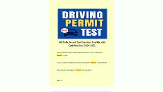 NC DMV Permit Test Practice Real Qs with Certified Ans 2024202587
