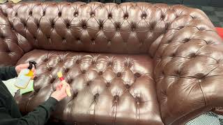 How To Clean A Chesterfield Leather Sofa In Under 3 Minutes #Chesterfield #LeatherSofa