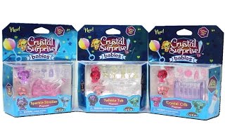 Crystal Surprise Babies Crystal Crib, Twinkle Tub and Sparkle Stroller Playsets Unboxing Toy Review