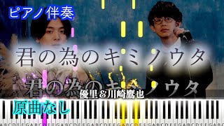 【オフボーカル】『君の為のキミノウタ』 acoustic ver. /優里＆川崎鷹也　※楽譜は概要欄へ　歌詞有り（高音質）【ピアノ伴奏】