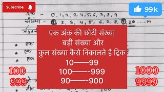 एक अंक की सबसे छोटी संख्या क्या है। दो अंक की सबसे छोटी संख्या क्या है। Number System । Sankhaya ।