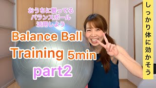 【5min バランスボールpart2】自分の限界まで行く45秒5セット！バランスボールを使って楽しくトレーニング！