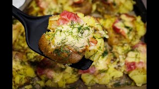 How to bake potatoes deliciously | Oven-baked potatoes with bacon and cheese Potato recipes