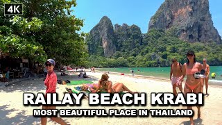 【🇹🇭 4K】Walking Railay beach Krabi Thailand - BEST Place in the World