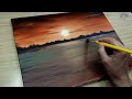 thoughts of a lonely heart at sunset acrylic painting for beginners