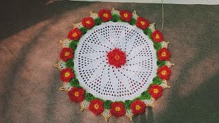 Thalposh /Mandala/Doily /Table cover /wool rumal बहोत ही सुंदर पायदान डिज़ाइन with English subtitles