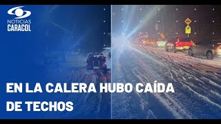 Trancones en vía La Calera - Bogotá por fuerte granizada: capas de hielo superan los 10 centímetros