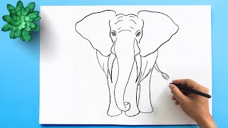 Very Easy Elephant Drawing | How to Draw an Elephant 🐘