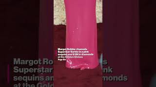 Margot Robbie channels Superstar Barbie in pink sequins at Golden Globes 2024 #shorts