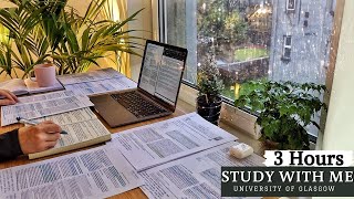 3 HOUR STUDY WITH ME | Background noise, Rain Sounds, 10-min break, No Music