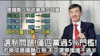 【輝常大聲】20200114 EP.132 兩大黨兩中黨一小黨進國會！台灣選制不利小黨發展！以德國聯立制試算本次選舉結果席次分配......?