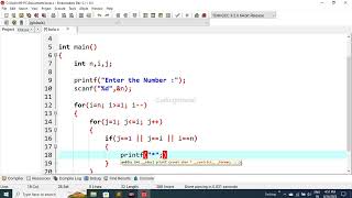 C Program Hollow Inverted Right Triangle Star Pattern