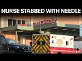 Hospital attack: 2 staff members stabbed with needle, 2 assaulted