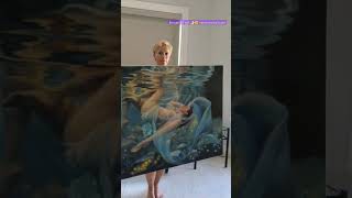 underwater oil painting, realistic figure painting of woman underwater
