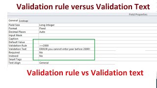 Validation rule vs Validation Text | Microsoft Access Databases