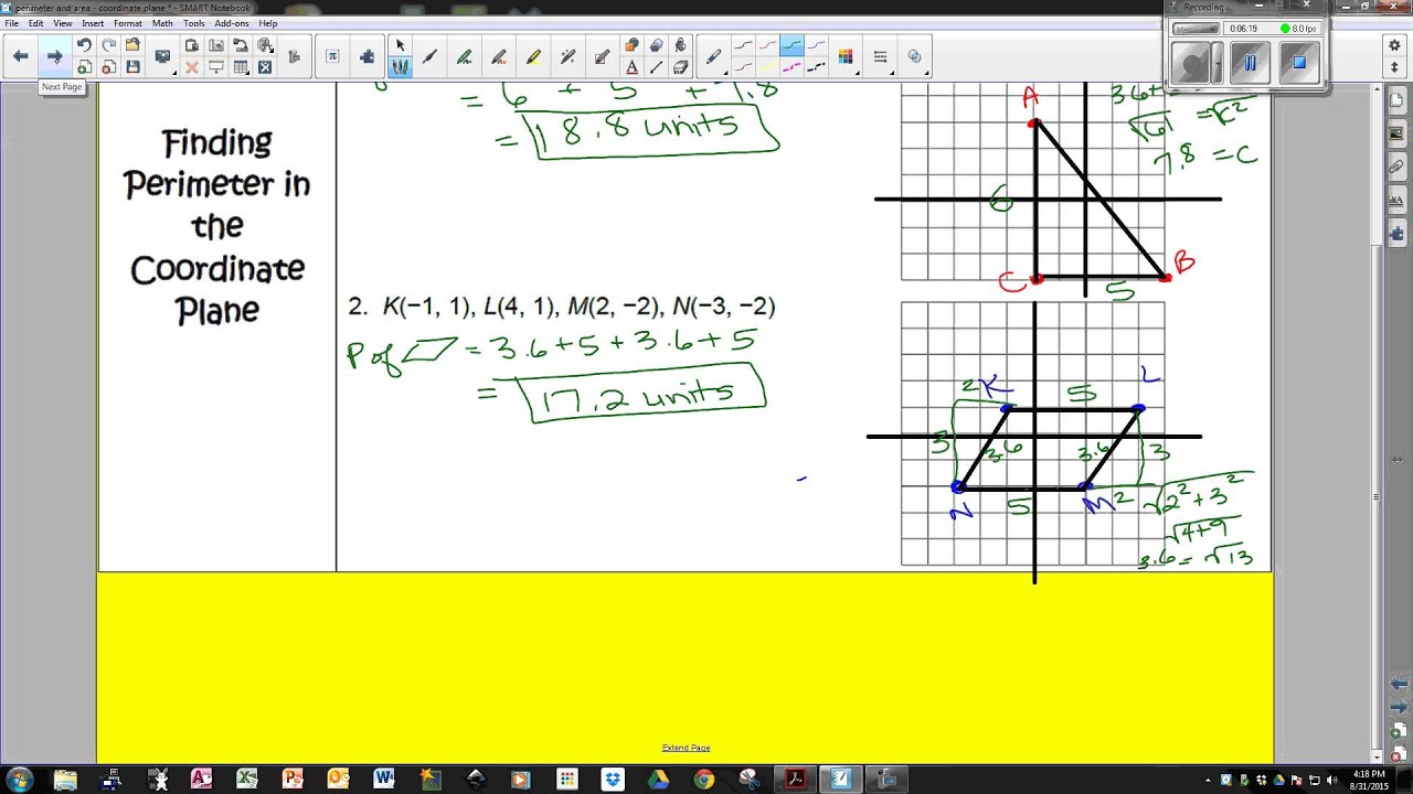 1.4 Perimeter And Area Coordinate Plane - YouTube