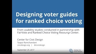 Usability Webinar Webinar 3: Designing Voter Education & Results Presentation for RCV