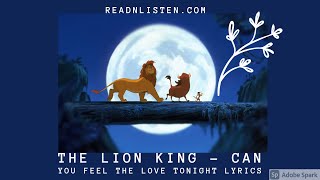 The Lion King - Can You Feel The Love Tonight lyrics (Elton John)