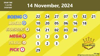 Dream Draw Raffle Draw results for November 14, 2024.