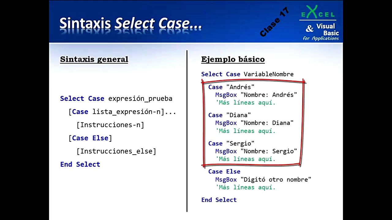 37 Select Case En Visual Basic Youtube