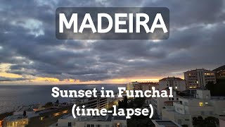 🌅 Cloudy Sunset Timelapse from Funchal's Rooftop, Madeira Island | City and Ocean views