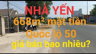 Bán đất mặt tiền QL50, DT 668m² (16x46m) có nhà yến sẵn, nơi thuận tiện kinh doanh ở tx Gò Công