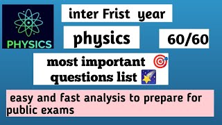 Inter 1st year physics 2024 important questions list