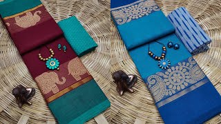 Elegance Chettinad sarees with  matching combos*🦚80's thread count 5.5 mtrs saree