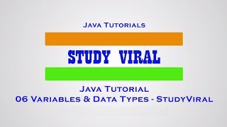 Java Tutorial 06 - Variables and Data Types - StudyViral