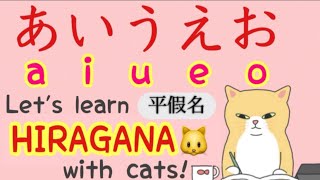 ねこといっしょにひらがなをおぼえよう！Let's learn Hiragana with cats!/日本語/初心者/初学者/beginner/JLPTN5/Japanese alphabet/平假名