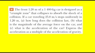 The front 1.20m of a 1400 kg car