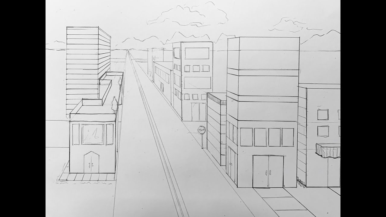 Cityscape In 1 Point Perspective Youtube