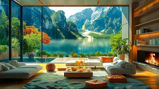 Spring Jazz In Luxurious Living Room - Jazz Instrumental Music With Fireplace Sounds to Relax