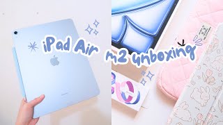  iPad Air M2 13” Unboxing in Blue 🩵 | Apple Pencil Pro and accessories 🎀🧸ྀི