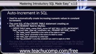 SQL Training - Structured Query Language Tutorial - Auto-Increment in SQL Lesson