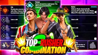 Best Character Combination For Rusher | BR Rank \u0026 Cs Rank Character Combination In Free Fire