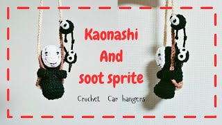 No face Kaonashi and soot sprite crochet car hangers/car accessories#crochet