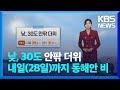 [날씨] 낮, 30도 안팎 더위…내일(28일)까지 동해안 비 / KBS  2024.09.27.