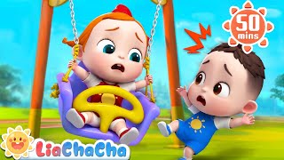 Lia and ChaCha at the Outdoor Playground | Slide, Swing, Seesaw | Song Compilation | Nursery Rhymes