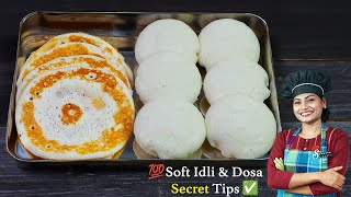 പഞ്ഞിപോലുള്ള ഇഡ്‌ലിയും ദോശയും| Soft Idli \u0026 Dosa Recipe| Perfect Idli Dosa Batter| Kerala Breakfast