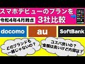 【docomo･au･softbank】令和4年4月時点スマホデビューのプラン比較