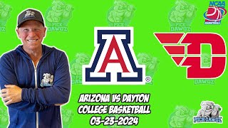 Arizona vs Dayton 3/23/24 Free College Basketball Picks and Predictions  | March Madness