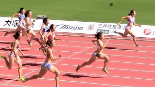 2015和歌山国体陸上 成年女子100ｍ予選1組 20151003