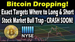 Bitcoin price dropping! Exact targets where to long & short! BTC Targets & Stock Market Crash 2021