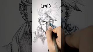 How to Draw Kakashi in different levels 😳 #shorts #anime #drawing