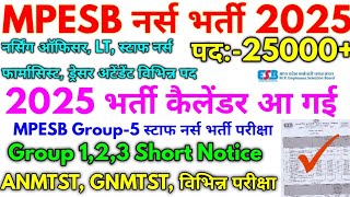 MPESB नर्स भर्ती 2025 MPESB 2025 भर्ती कैलेंडर आ गया जल्दी देखो