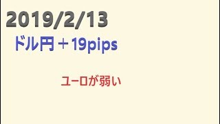 FXトレード例2019.02.13（水）ユーロ円　ドル円　ユーロドル　豪円　チャート15分足